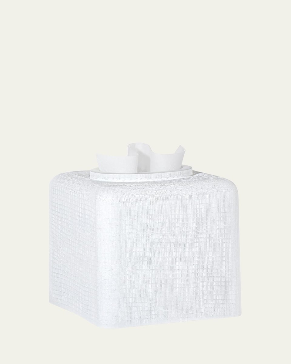 Cambric Glass Tissue Box Cover, White Enamel